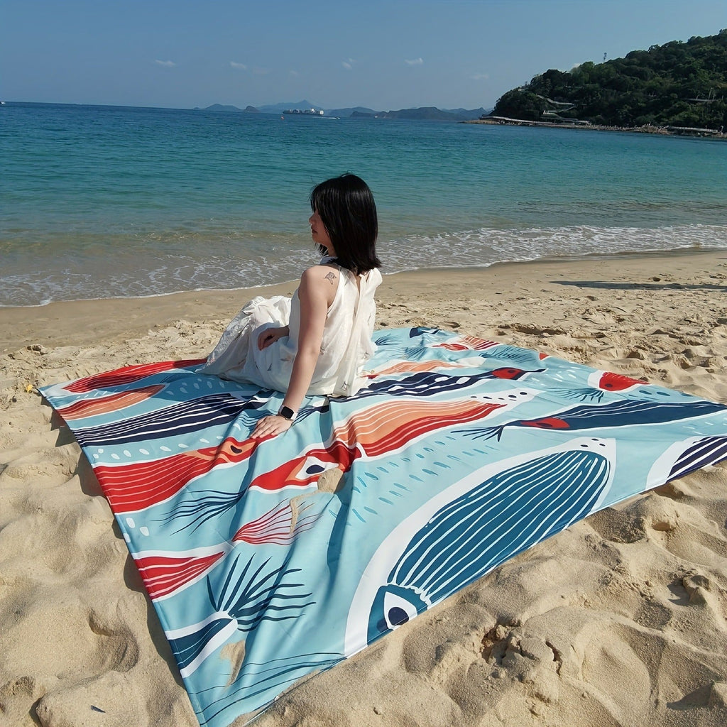 Printed Beach Mat with 19 Exact Size-and-Pattern Options, 198 x 205cm to 275 x 305cm with Stakes and Pouch — image 35