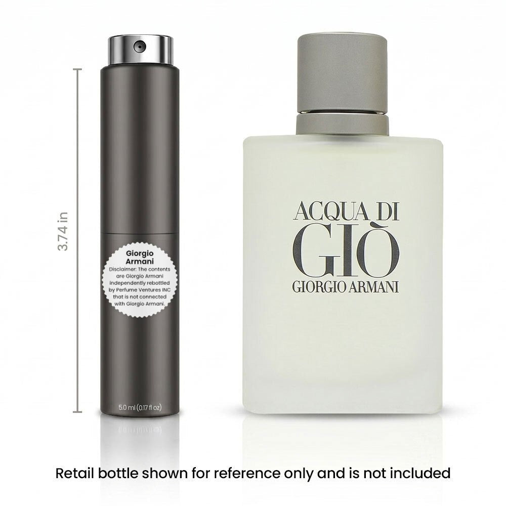 Acqua Di Gio EDT Travel Spray for Men 5ml Portable Atomizer Aquatic Fresh Cologne Bergamot for Bath Time, Home Spa and Person