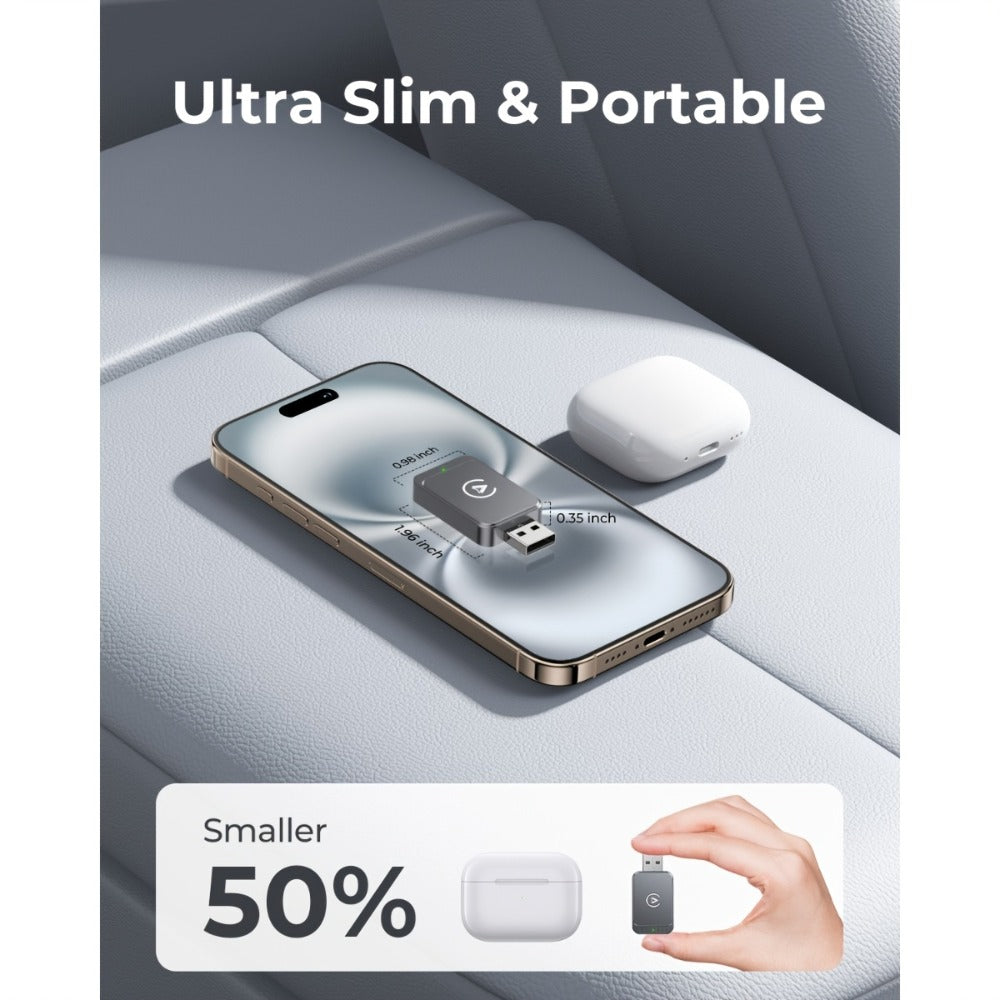 Gray Dual-System Wireless CarPlay and Android Auto Adapter with USB-A Plug and USB-C Adapter — image 4