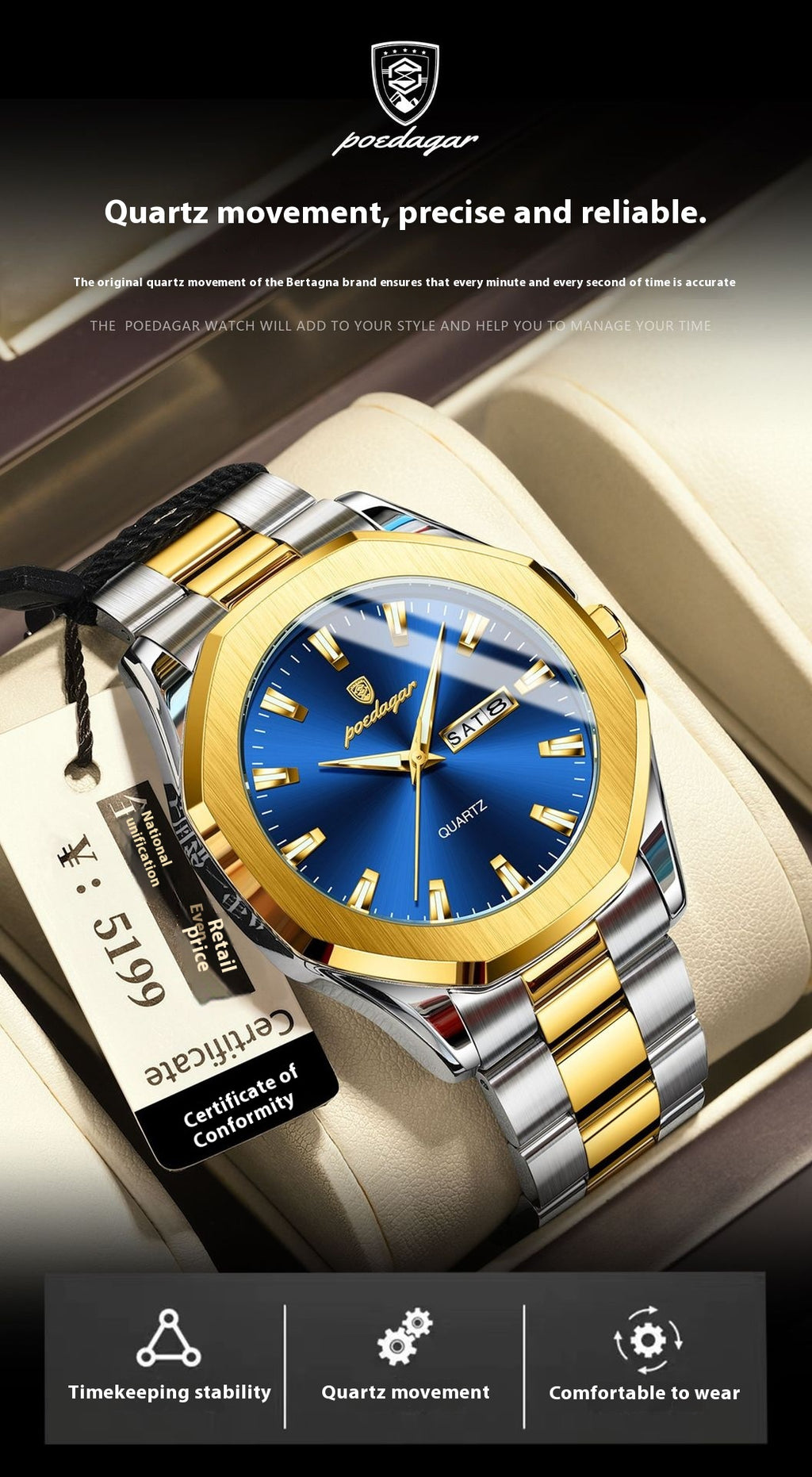 Men's Steel Strap Quartz Watch
