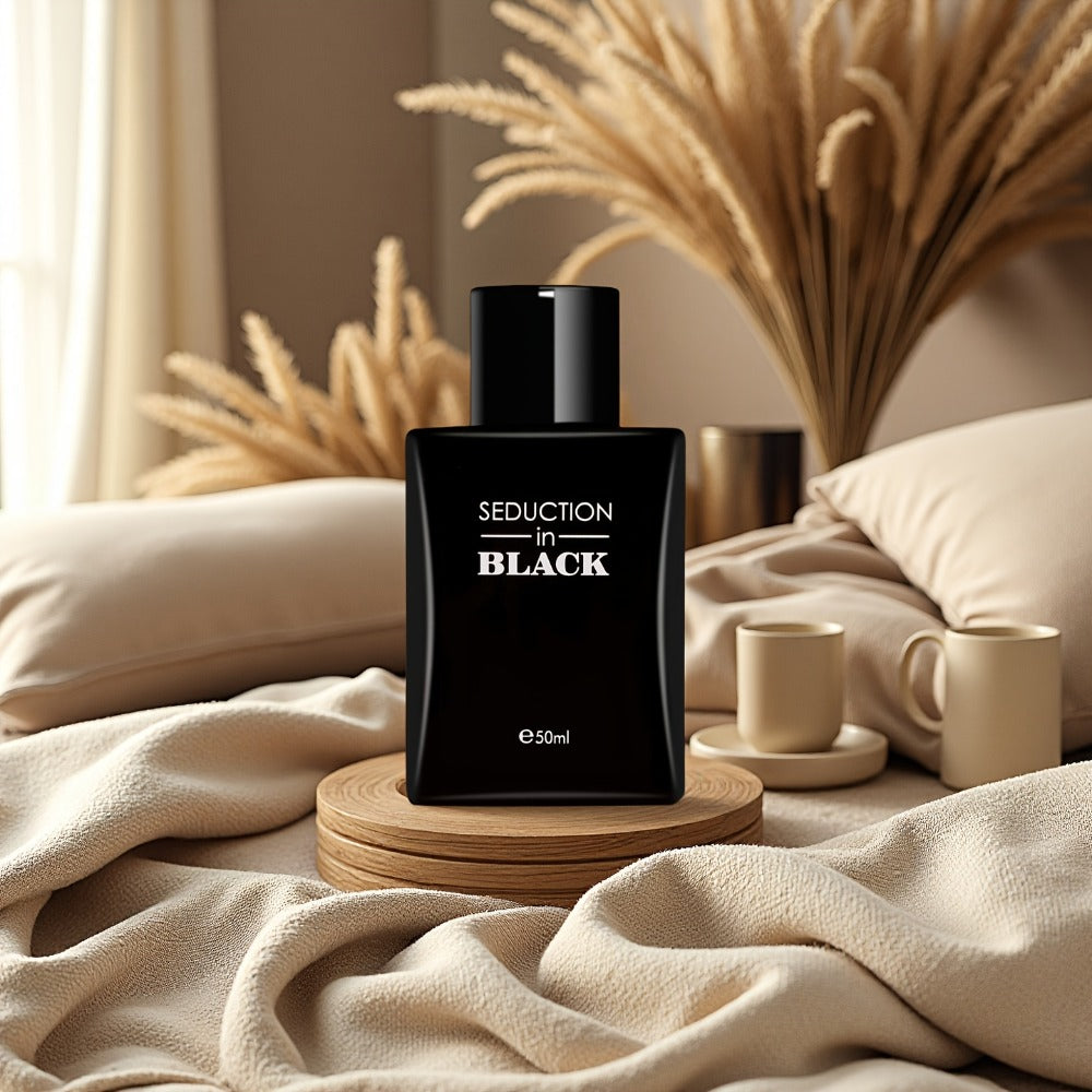 Cologne Eau de Toilette for Men SEDUCTION in BLACK 50ml Spray with Black Bottle and Boxed Presentation — image 1