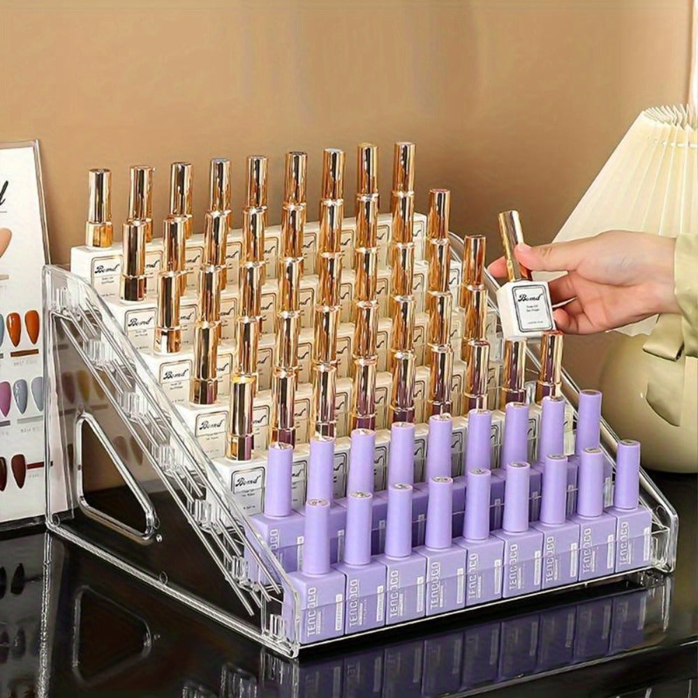 Nail Polish Organizer Acrylic Display Stand 4 Tier Clear Transparent Rack Gel Polish Holder Countertop Storage Shelf for Nail