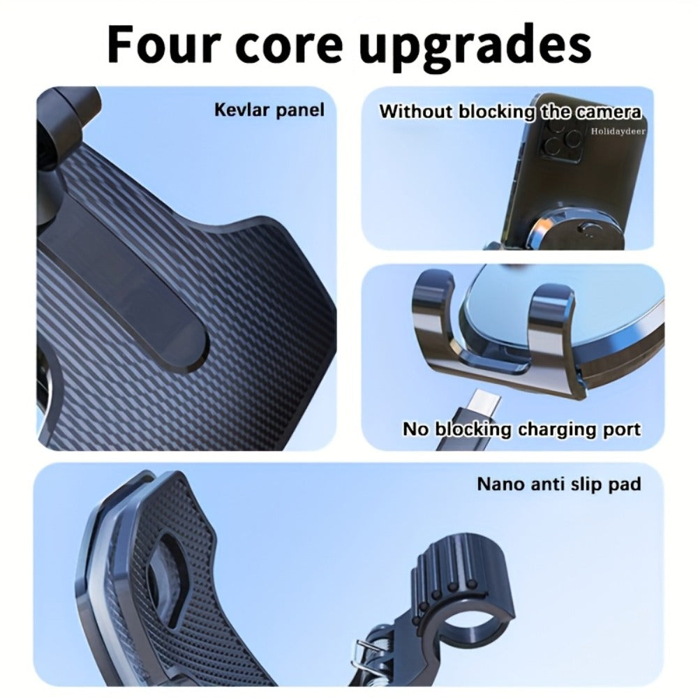 Deep Gray Dashboard-Edge Car Phone Holder with 360-Degree Joint and Triangular Support Clip — image 7