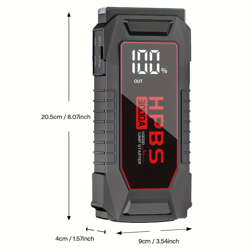 Gray Jump Starter with 3000A or 5000A Source Labels, 24000mAh Marking, Clamp Leads and Carry Case — image 2