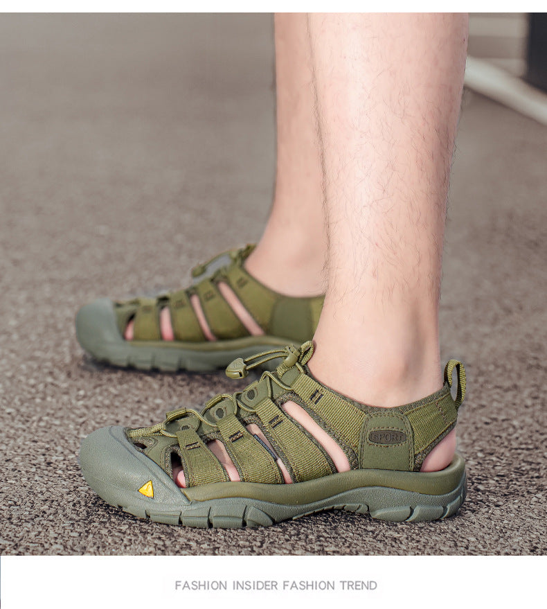 Men's Thick Bottom Toe Cap Beach Upstream Plus Size Outdoor Casual Shoes