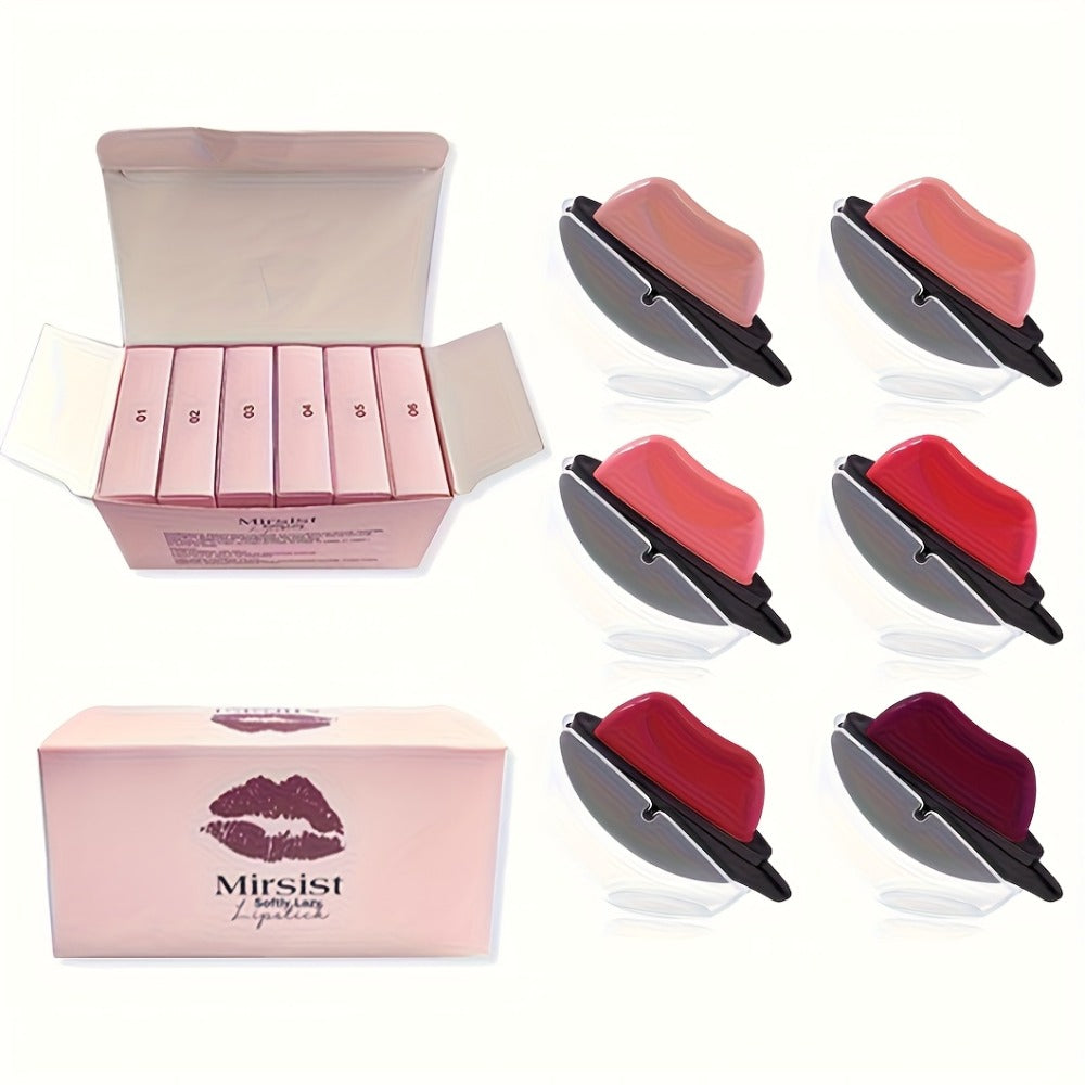 Lipstick Set, Mirsist 6-Piece Lip-Shaped Color Collection with Three Numbered Shade-Group Options — image 1