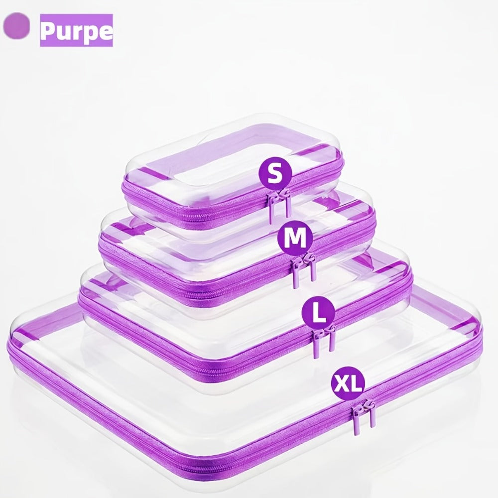Four-Piece Storage Organizer Set with Clear Zipper Cases in S, M, L and XL Sizes and Four Trim Colors — image 10