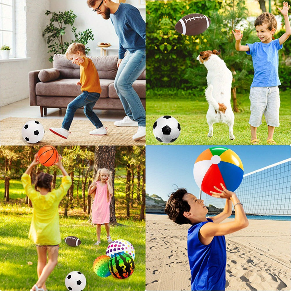 Kids Playground Ball Set 7-Pack with Air Pump, 10.6 Inch Outdoor Ball Plus 6-Inch Basketball Football Rugby — image 23