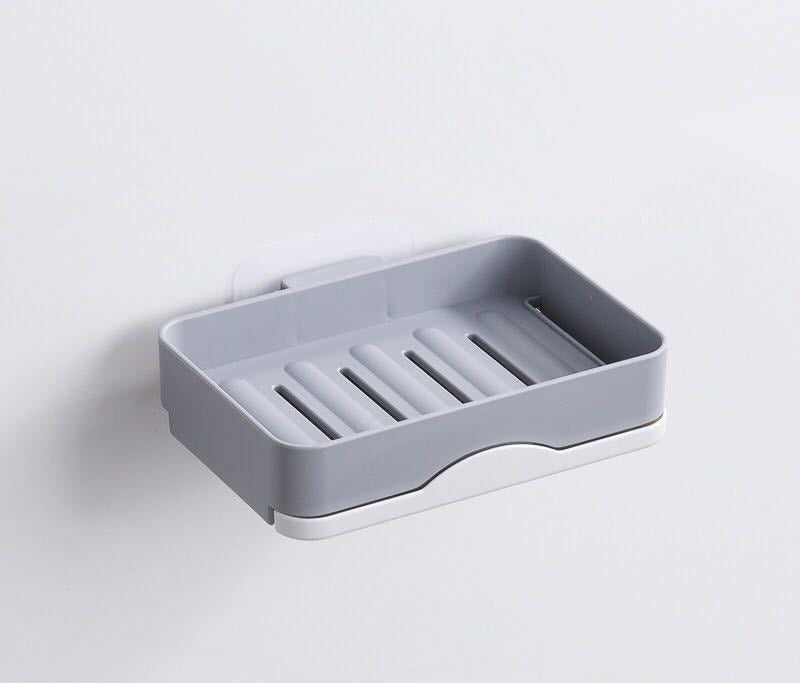 Wall-mounted non-perforated rotatable soap dish