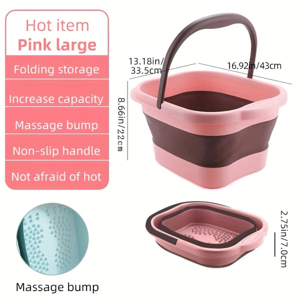 Foldable Foot Bath Tub Collapsible Foot Soak Basin 3.96 Gallon with Carry Handle Portable Pedicure Soaking Tub Space-Saving E