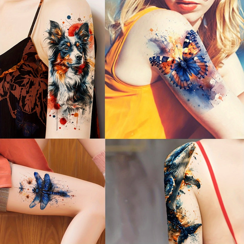 24-Sheet Watercolor Temporary Tattoo Set with Floral, Animal and Abstract Designs in 21 x 12 cm Format — image 5