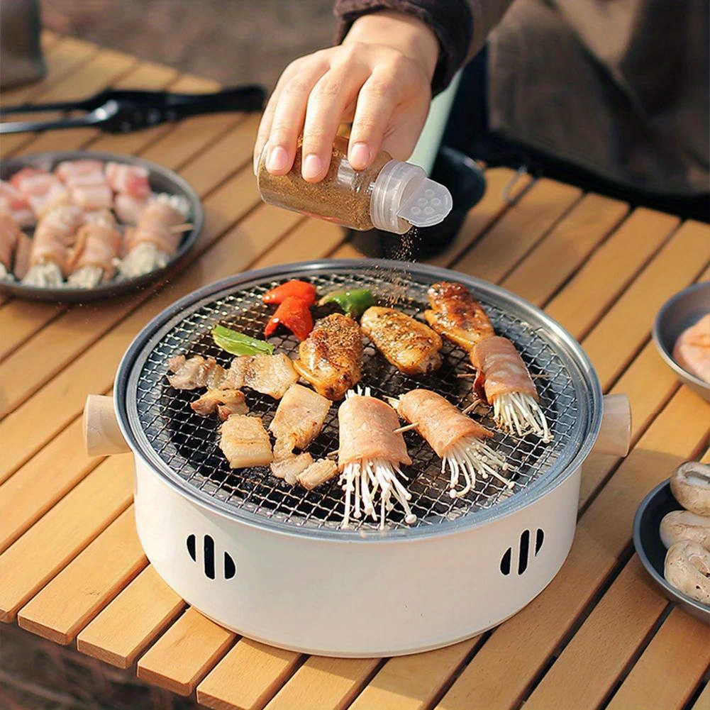 12.2-Inch Round Charcoal Grill Set with Stainless-Steel-Labeled Body, Charcoal Pan, Grids and Tongs — image 7
