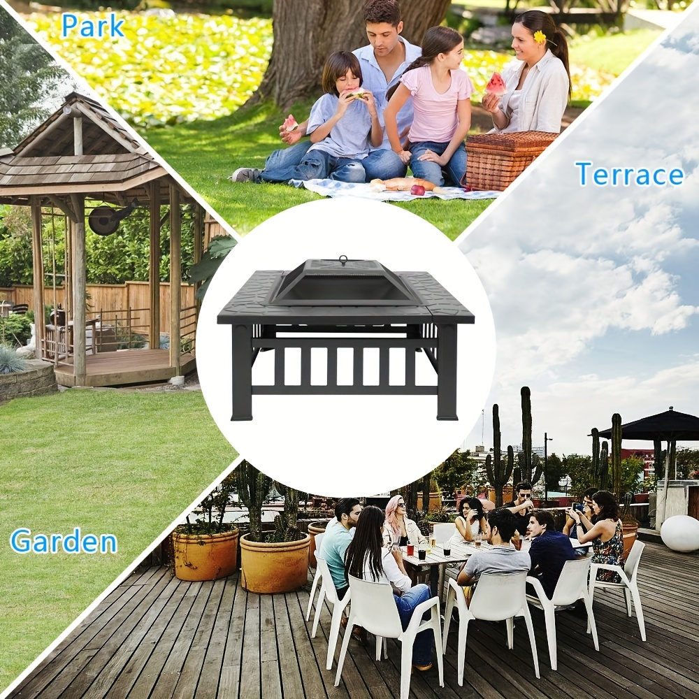 Fire Pit with Grill for Garden, Patio and Yard Use, with the Listed Configuration, for Everyday Use and Organized Storage — i