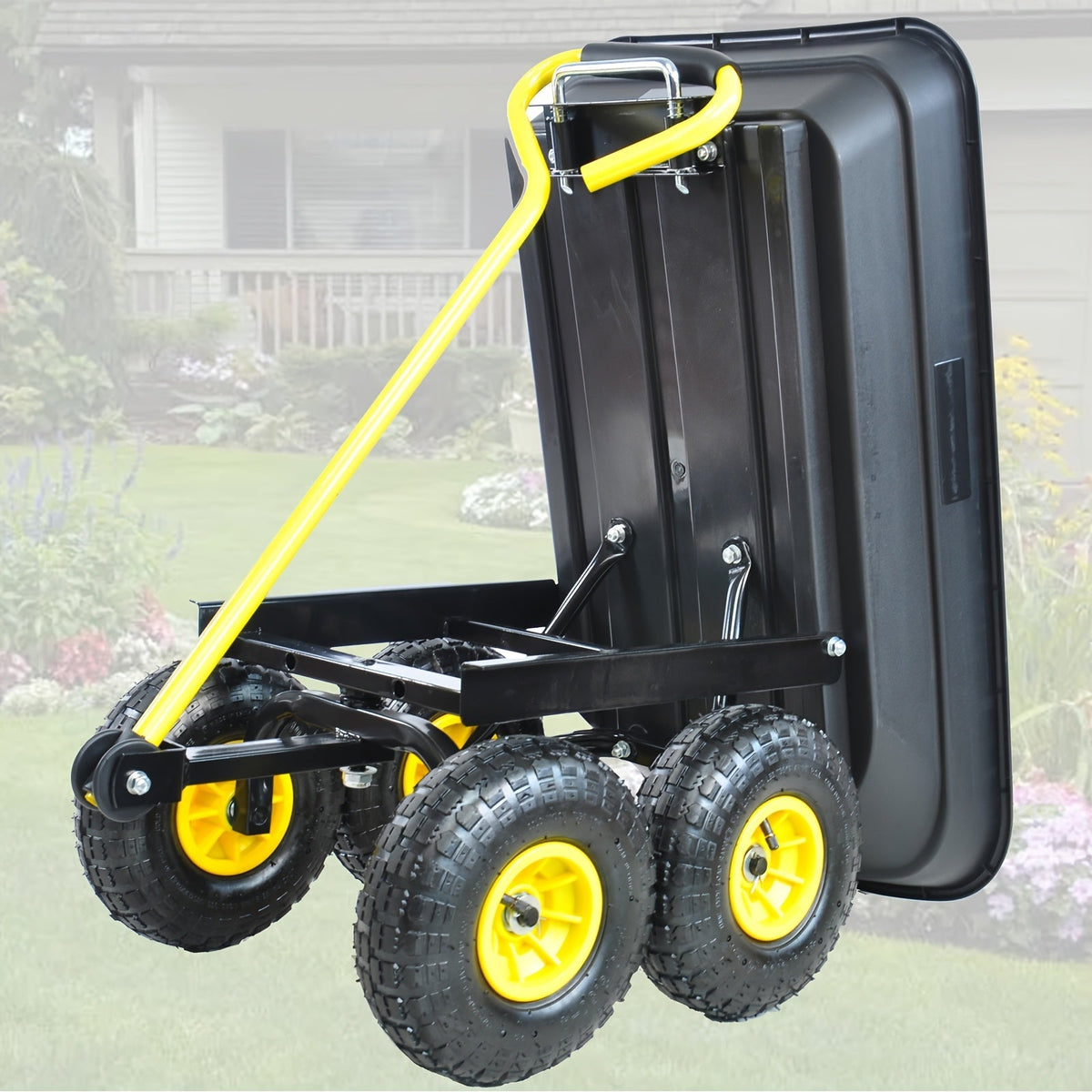 Garden Dump Cart, Steel Frame Pneumatic Tires Lawn Yard Farm Utility Wagon for Garden, Patio and Yard Use — image 11