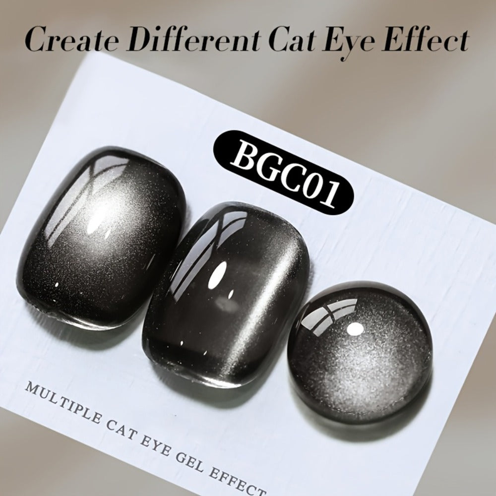 Gel Nail Polish in 10ml Black Magnetic Cat-Eye with Glass-Bead Shimmer, BGC01 or MY49 for Shimmer Art — image 9