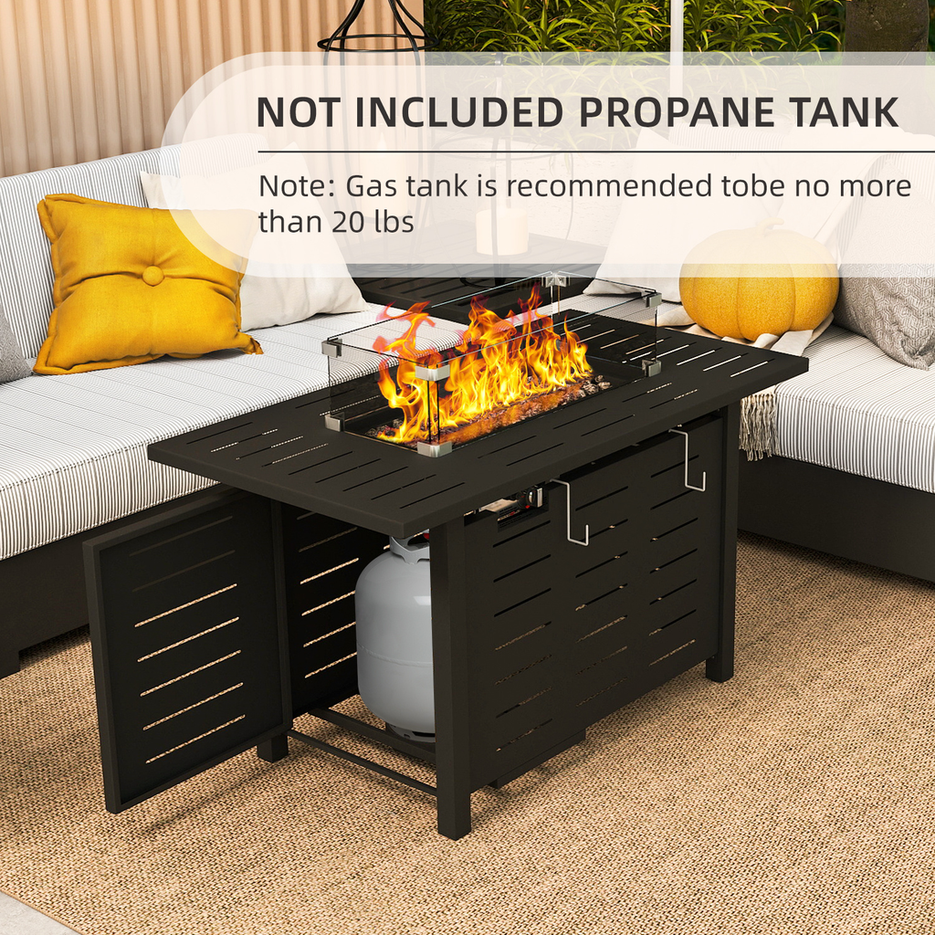 Propane Fire Pit Table Outdoor 50, 000 BTU Gas Fire Table with Lid Lava Rocks & Cover for Patio Backyard Deck Black Brown 40"