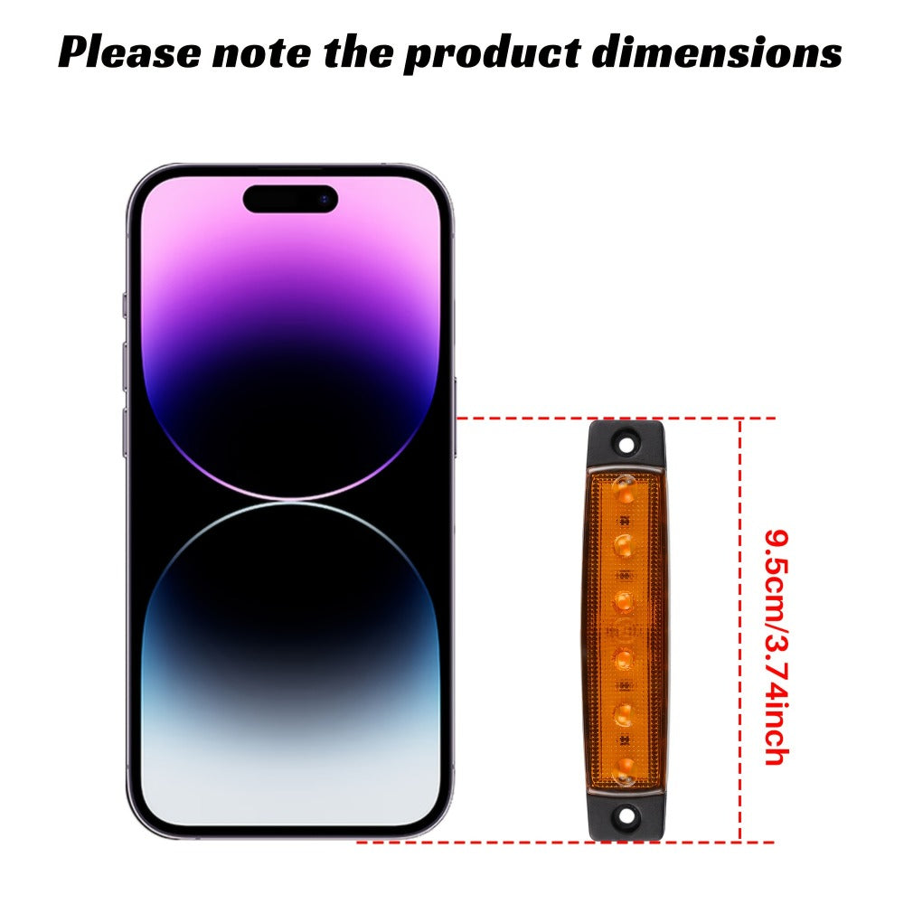 Thirty-Piece 12 V LED Side Marker Light Set with Six LEDs per Lamp in Amber, Red, White, Blue, Green or Purple — image 7