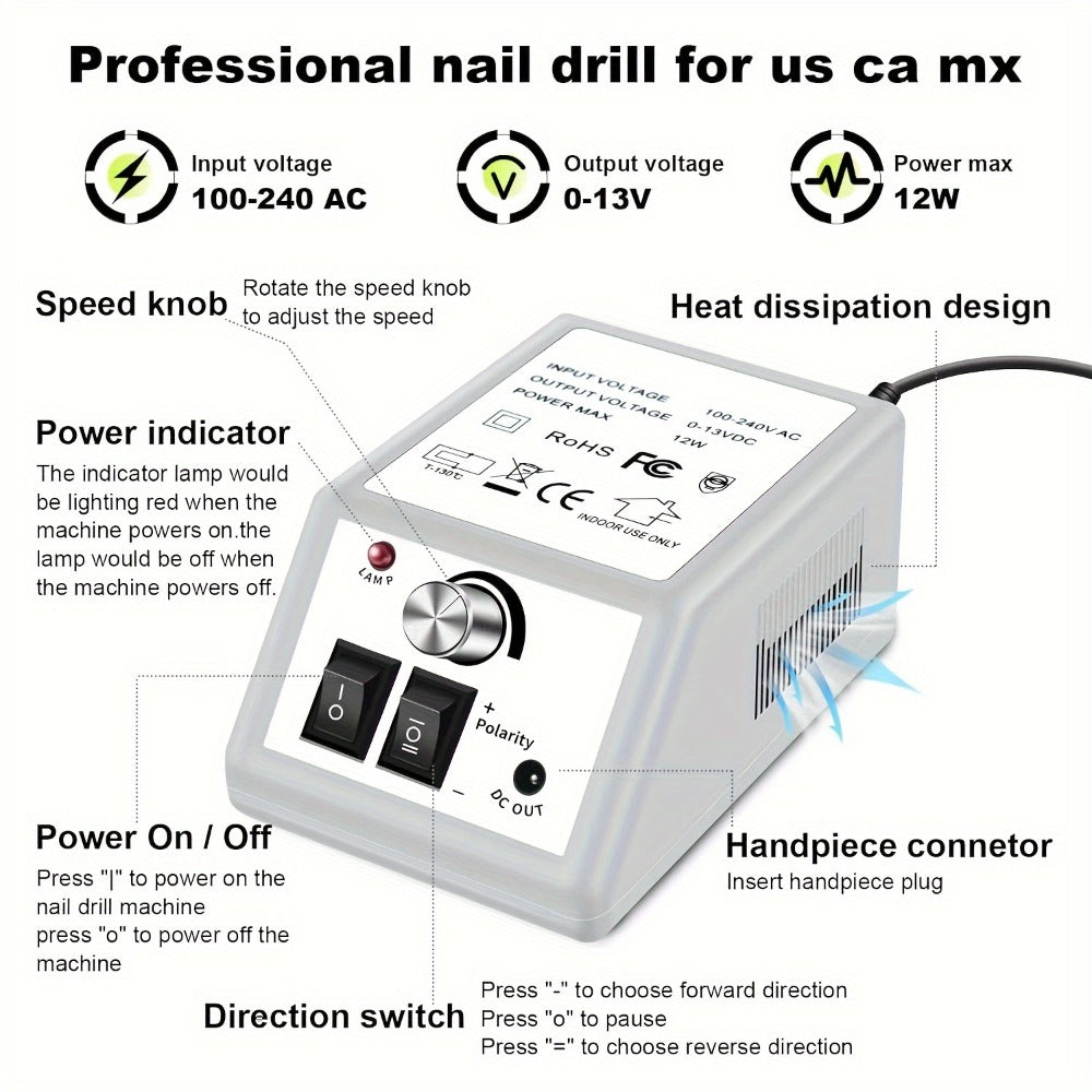 Electric Nail Drill 20000 RPM Console Kit with 6 Bits, 50 Sanding Bands and Standard or 8-in-1 Options — image 37
