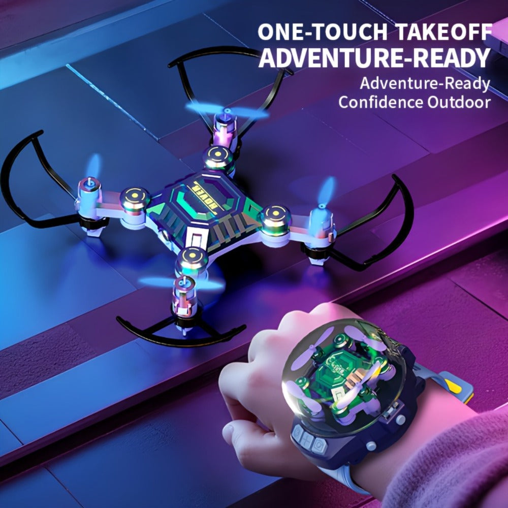 Watch-Controlled Mini RC Drone with Two Rechargeable Batteries in Blue, Green or Black for Indoor Flight — image 8