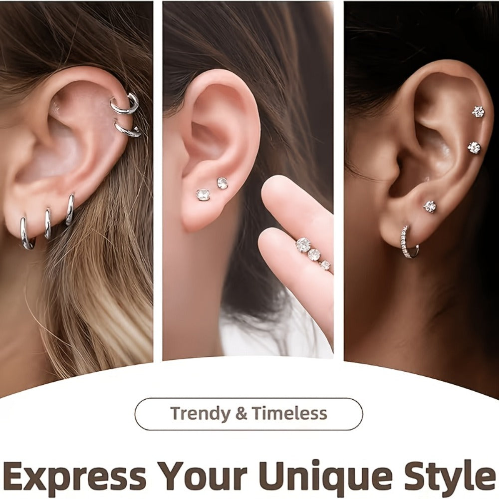 Ear Piercing Gun Kit 37pcs Professional Set, 24 Stainless Steel Earrings, 12 Crown Earrings — image 8