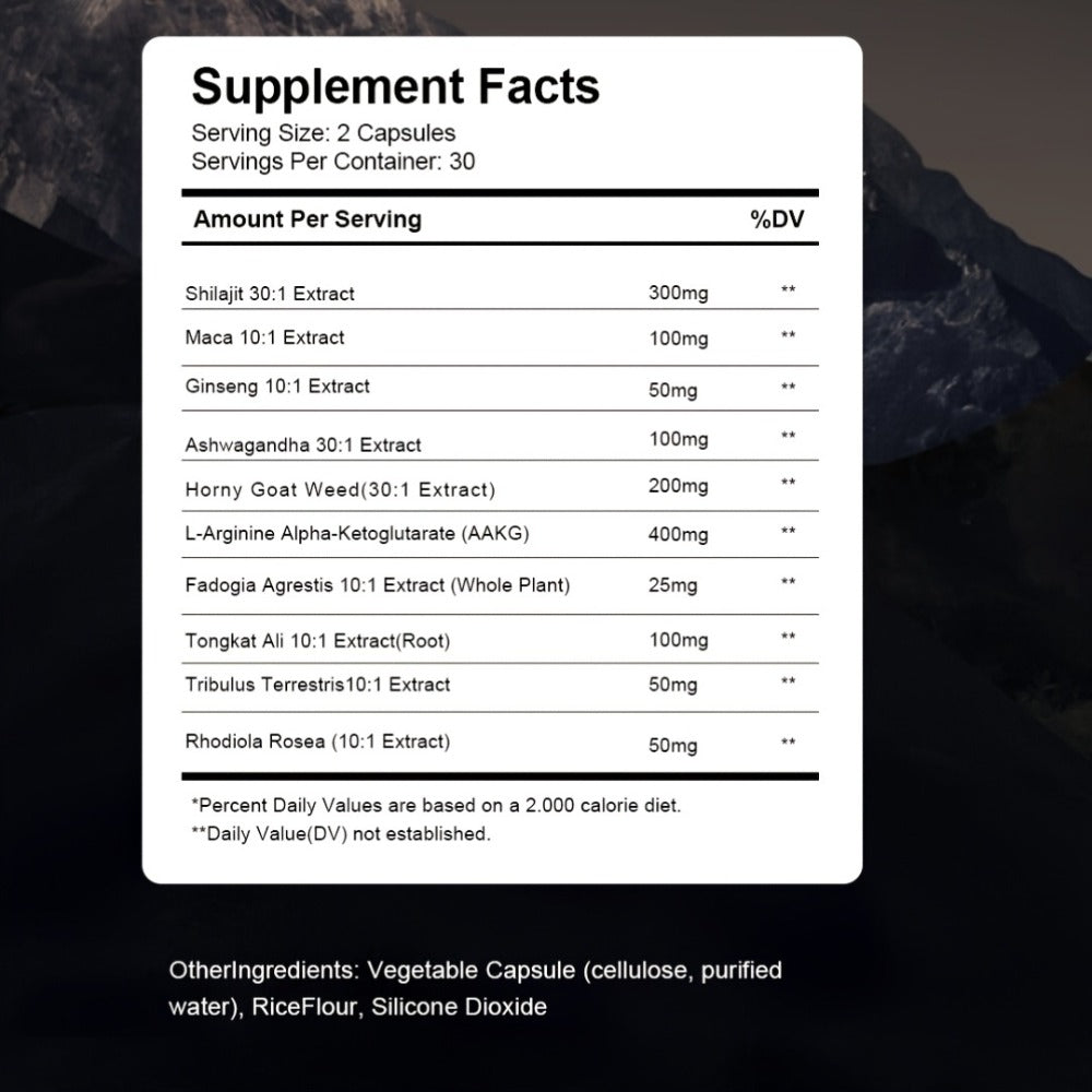 Shilajit Ashwagandha Capsules with Taurine, Ginseng & Turmeric, 5-in-1 Natural Energy, Mood, Nerve & Antioxidant Support — im