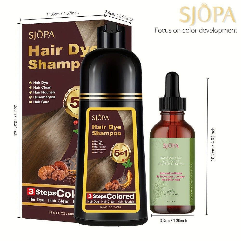 Natural Hair Dye Shampoo Kit 3-in-1 with Rosemary Oil & Squalane, Plant-Based Gray Hair Coverage — image 6