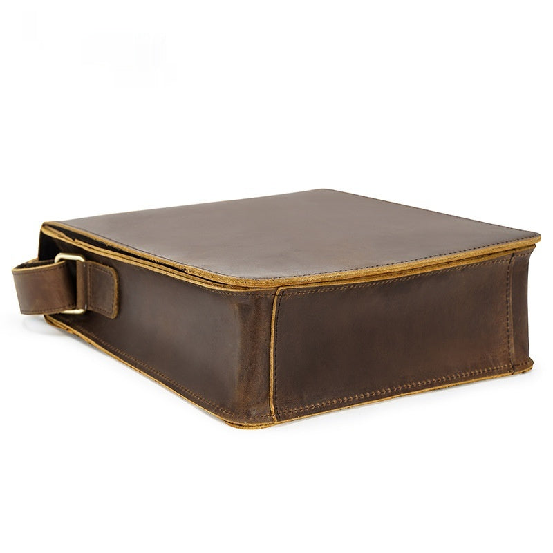 Vintage Cowhide Men's Crossbody Bag, Fashionable Genuine Leather Shoulder Bag