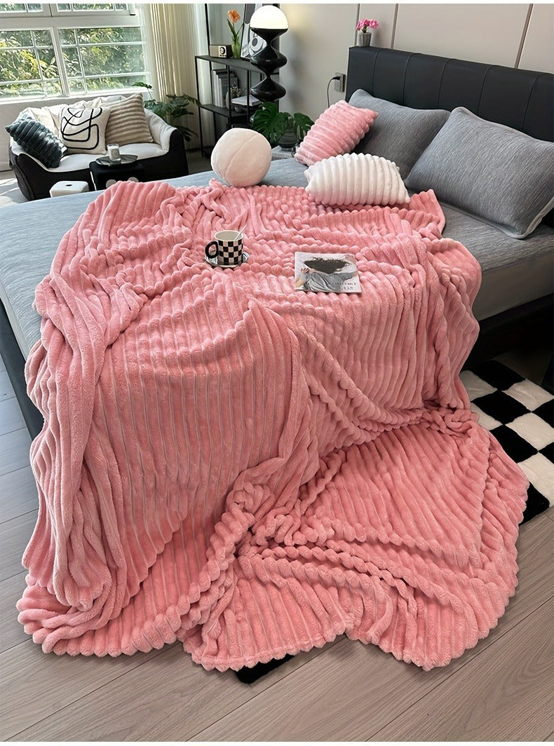 Fleece Blanket Double-Sided 3D Faux Rabbit Fur Throw – Ultra-Soft Thick 300-350g/m² for Home, Office, Travel & Camping — imag
