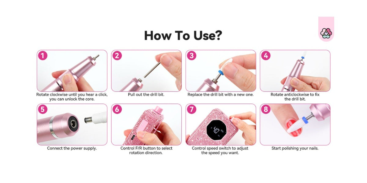 Electric Nail Drill 40000 RPM Rechargeable Professional Nail Drill Machine 4000mAh Battery LCD Display Ceramic Bits Sanding B