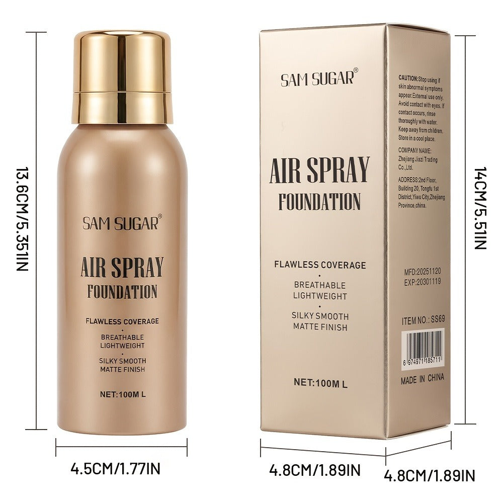 Waterproof Matte Foundation Spray Powder with Brush Set for Women – Sweat-Proof Long-Lasting Full Face Coverage Natural Finis