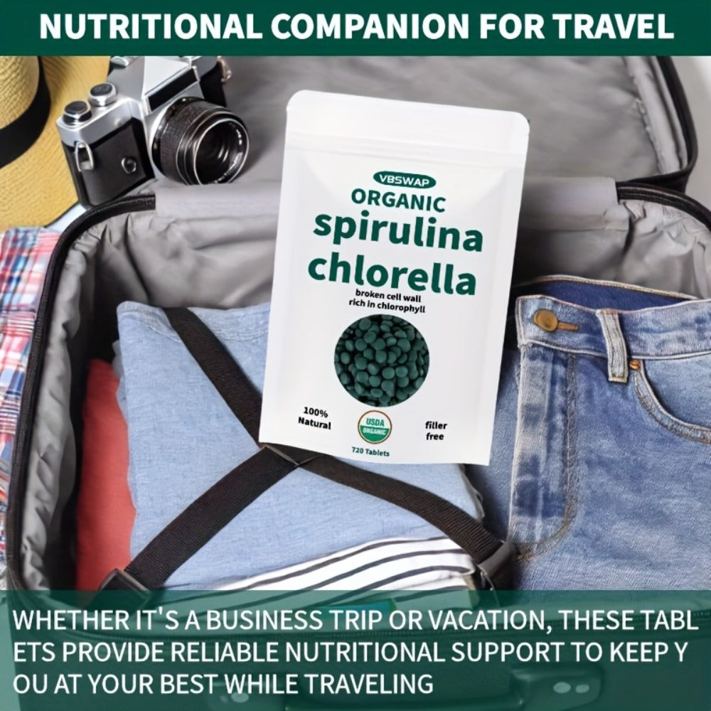 Organic Chlorella & Spirulina Tablets 720 Count, 4 Month Supply, 50/50 Superfood Blend, Cracked Cell Wall — image 8