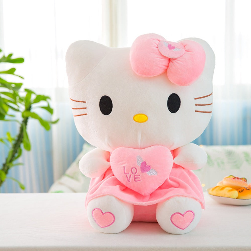 Hello Kitty Stuffed Animal Plush Doll Officially Licensed Sanrio, Pink White KT Cat Cuddly Plush with Hugging Heart — image 4