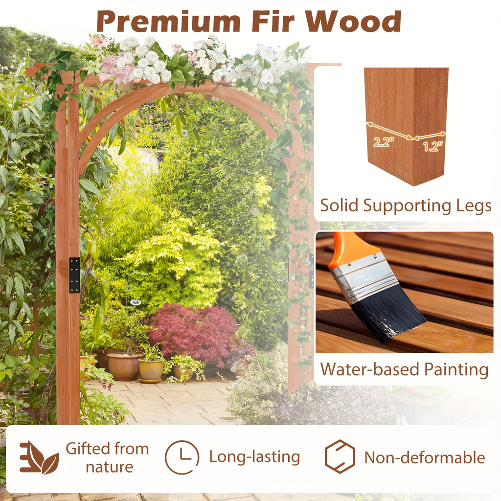 Cedar Wood Arbor 84" Double Lattice Garden Arch Pergola Trellis for Garden, Patio and Yard Use — image 8