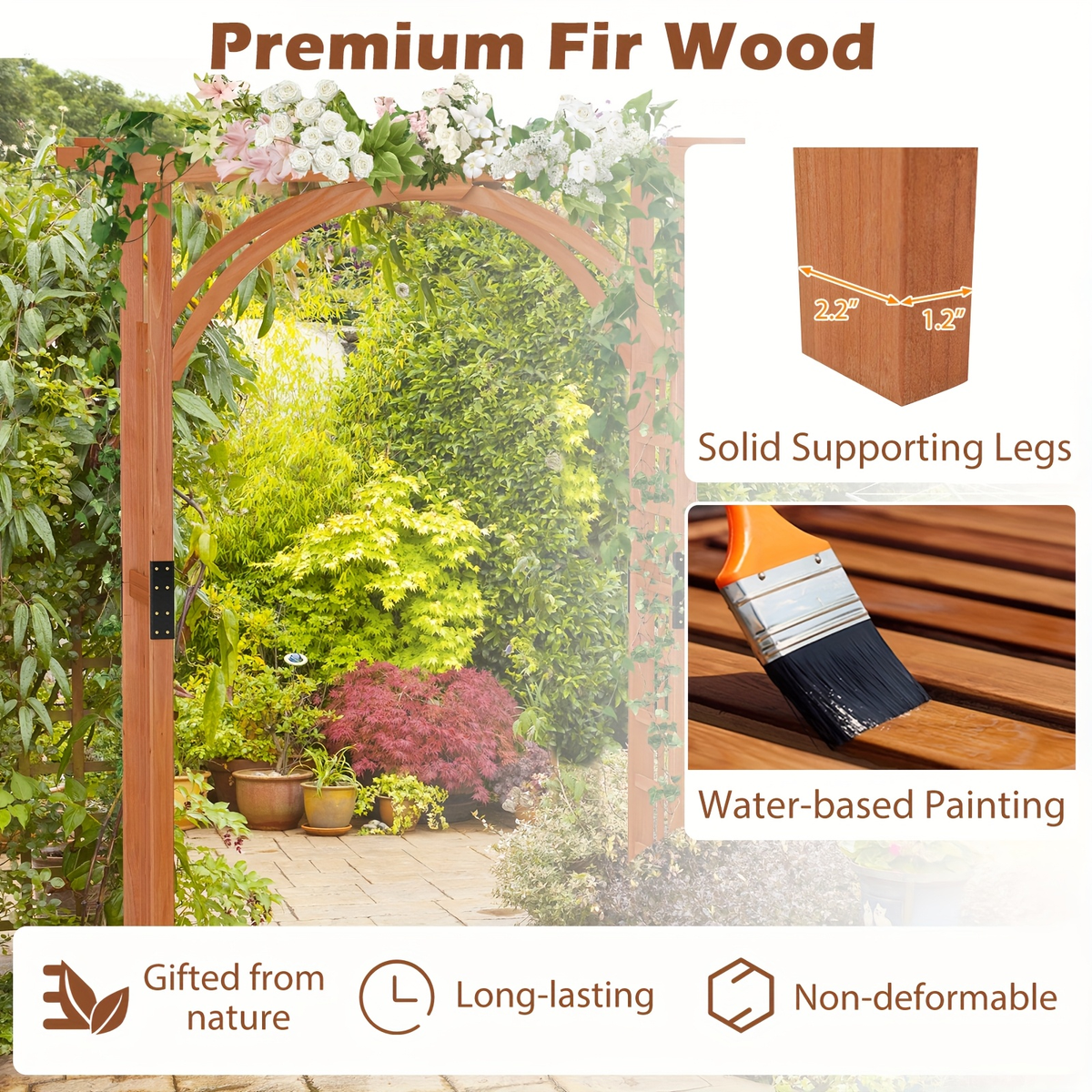 Cedar Wood Arbor 84" Double Lattice Garden Arch Pergola Trellis for Garden, Patio and Yard Use — image 8