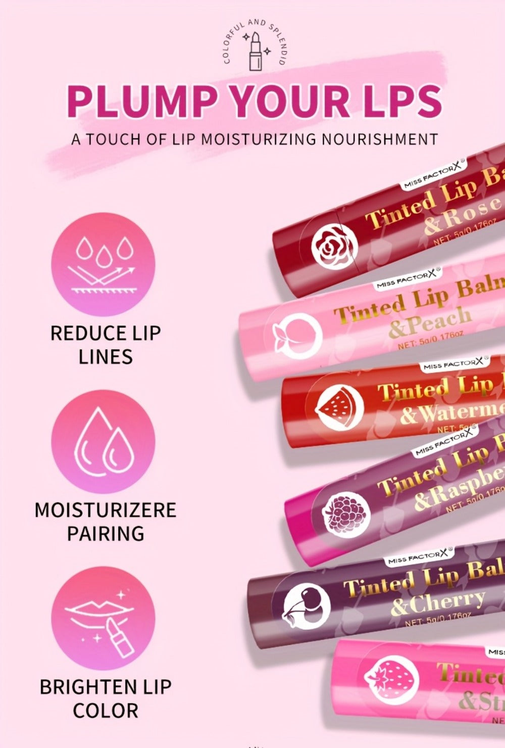 MISS FACTOR 30-Piece Tinted Lip Balm Set with Capped Tubes Organized into Six Color Groups — image 14
