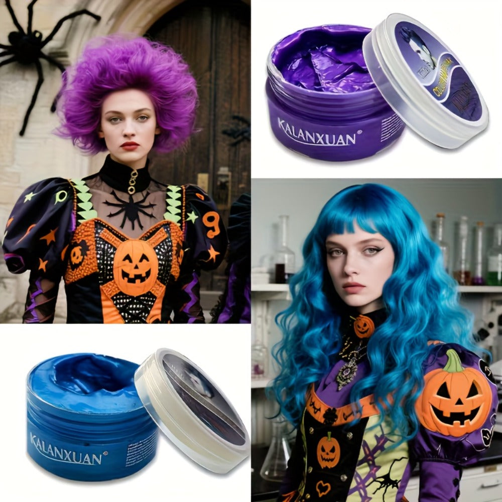 Temporary Hair Color Wax Disposable DIY Styling Cream Y2K Aesthetic for Parties Festivals Halloween Cosplay 9 Colors Blue Pur