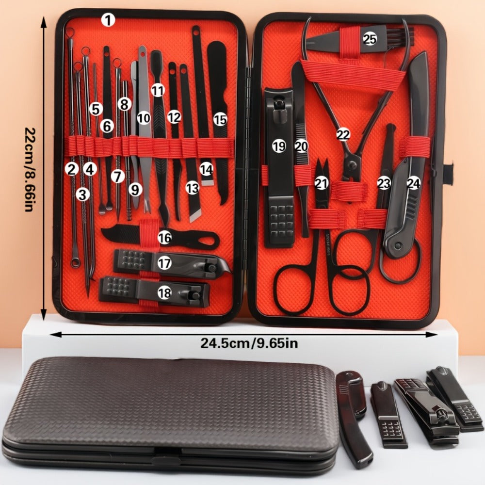 Nail Grooming Tool Case with 10-, 17- or 24-Piece Set Options and Black-and-Red Interior for Home and Travel — image 17
