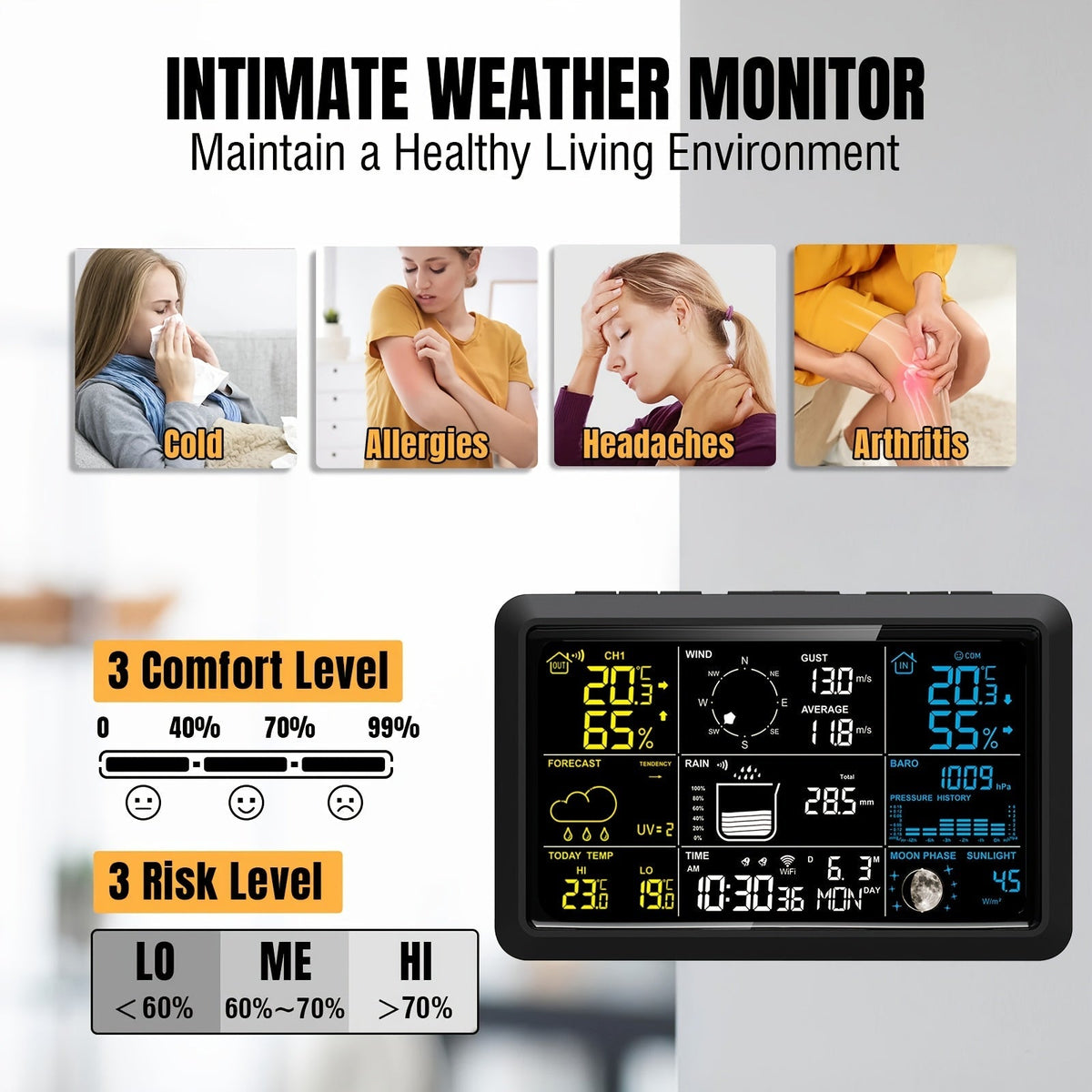 WiFi Weather Station | 7-in-1 Rain Gauge Wind Speed App Forecast — image 9
