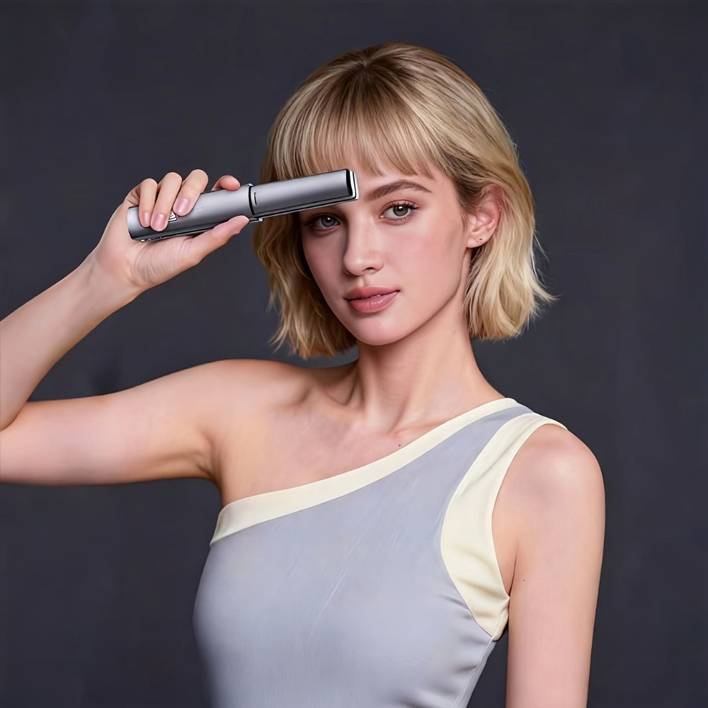 Cordless Straightener and Curler Hair Styling Tool with Three Heat Settings in Gray or Purple — image 7