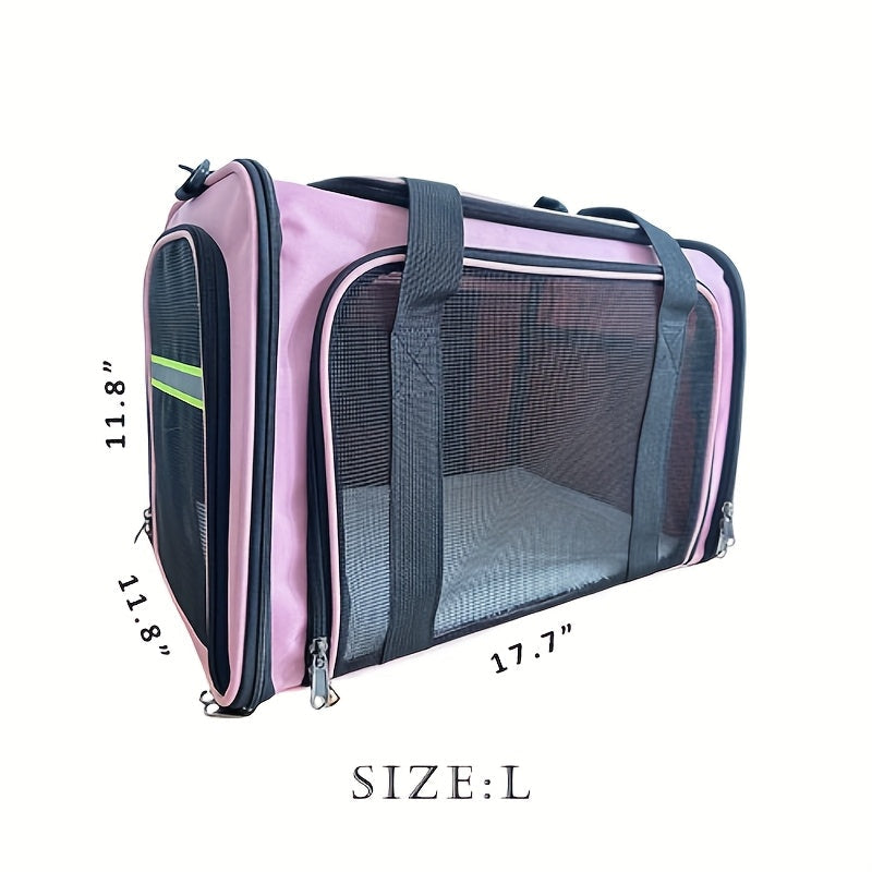 Compact Soft-Sided Pet Carrier with Mesh Panels, Shoulder Strap and Four Pink, Black or Grey Options — image 7