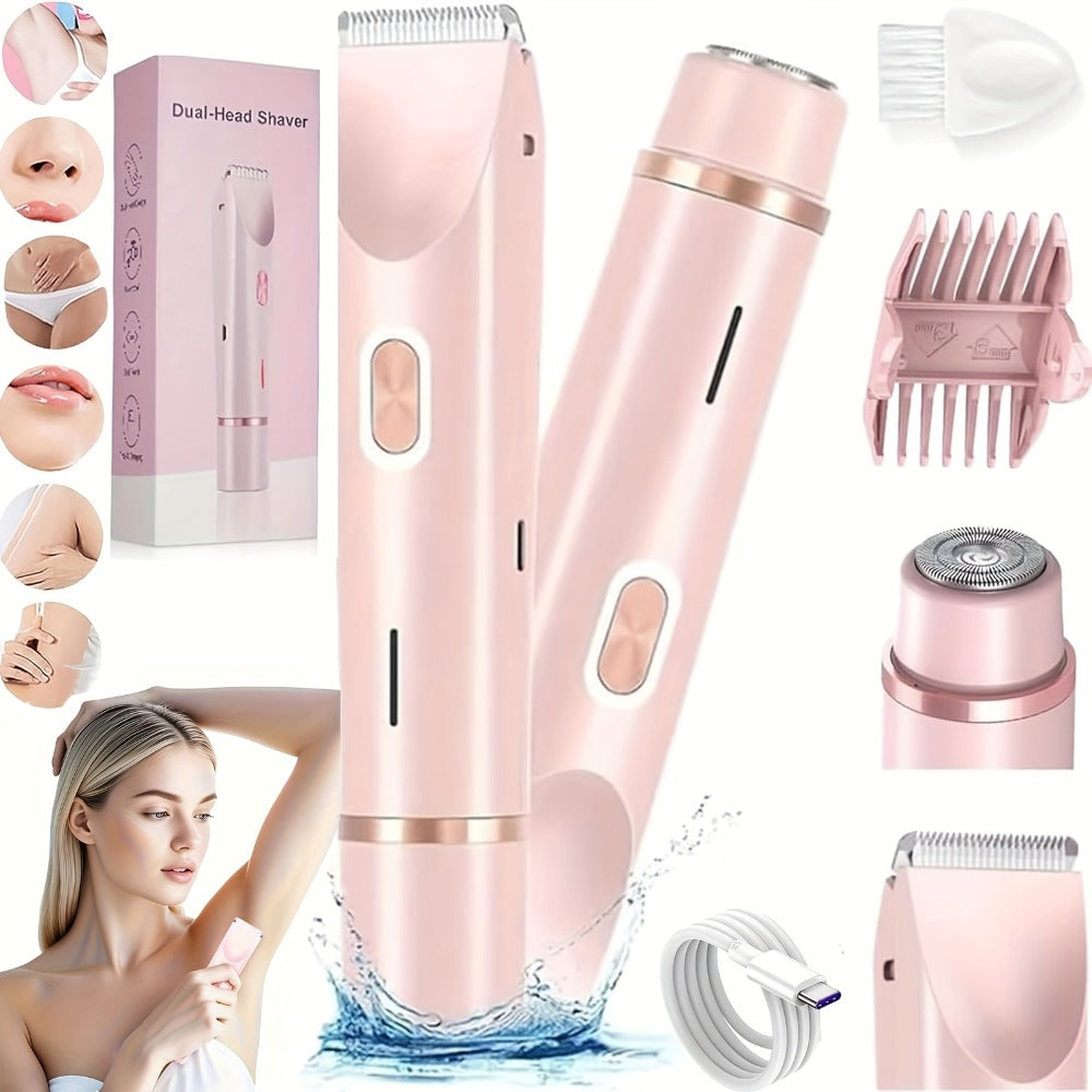 Two-Head Electric Hair Shaver with Foil and Rotary Attachments, Type-C Charging in Pink, Purple or Blue — image 2