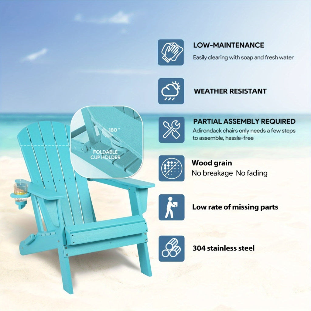 Folding Adirondack Chair with Cup Holder – HDPE All-Weather Outdoor Patio Chair — image 19