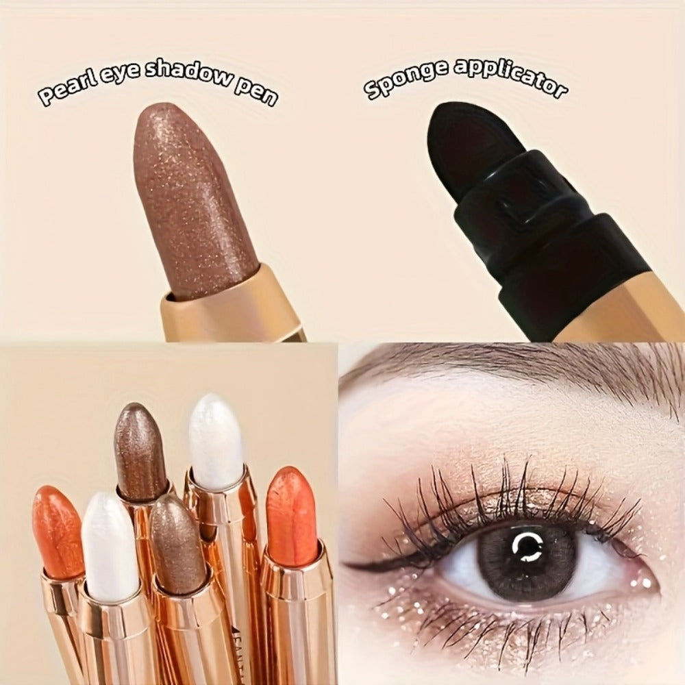 Six-Piece Shimmer Eyeshadow Stick Set with Dual-Ended Sponge Applicators and Mixed Metallic Shades — image 6