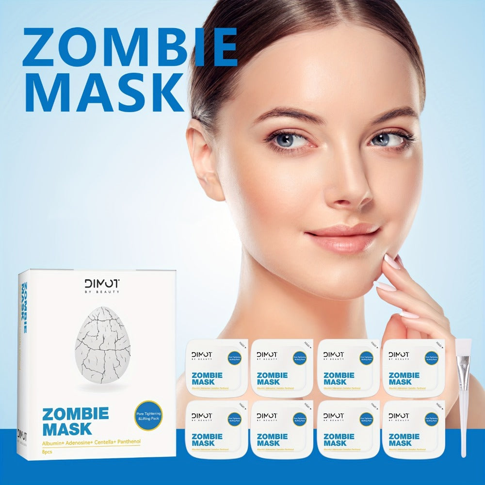 Zombie Face Mask 8pcs Plant Squalane Skin Texture Improving Facial Mask Set for Women for Bath Time, Home Spa and Personal Ca