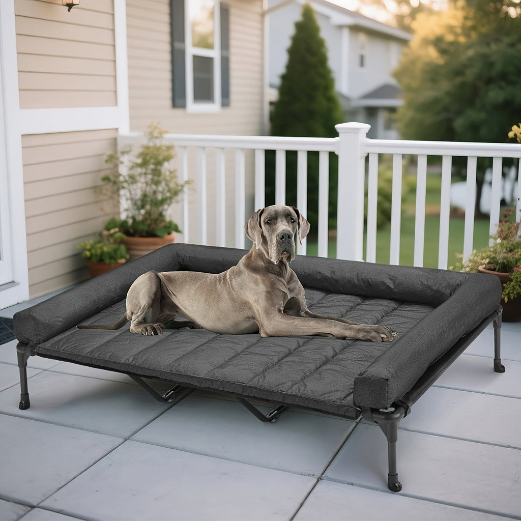 Elevated Dog Bed with Teslin Mesh Cot, Powder-Coated Steel Frame and Removable Bolster Top in Four Sizes — image 1