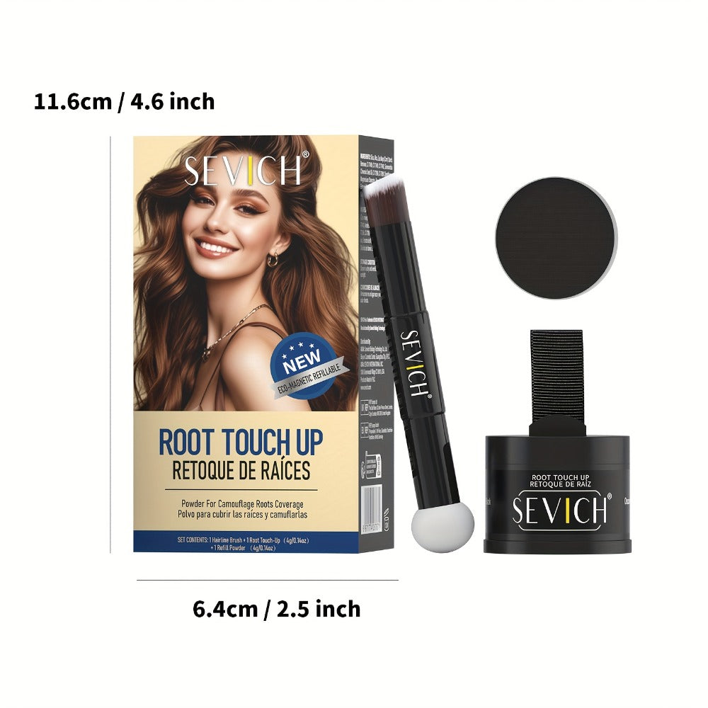 Hairline Powder Root Touch-Up Kit with Refill & Brush – Waterproof Instant Grey Hair Concealer Fills Sparse Hairline Bald Spo