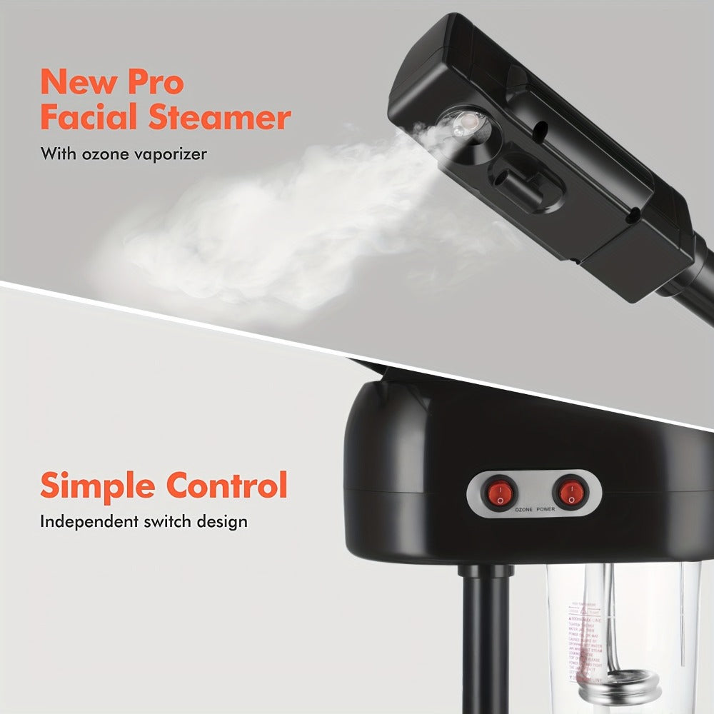 Standing Facial Steamer with Five-Wheel Rolling Base, Black or White Head and Adjustable 26.8–36.4-Inch Height — image 2