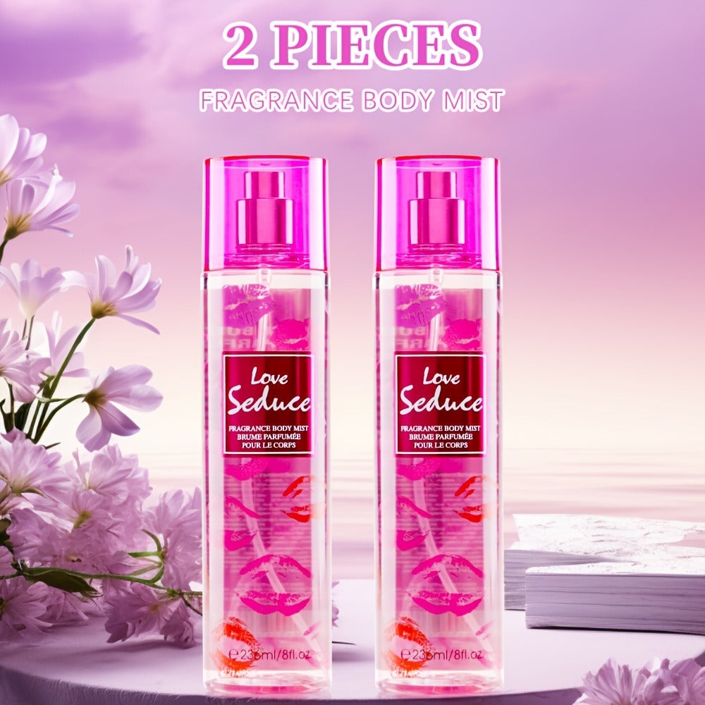 Body & Hair Fragrance Mist for Women 2PCS Set - Perfume Spray 8 fl oz, Fruity Floral Scents Peach Pear Cherry Blossom — image