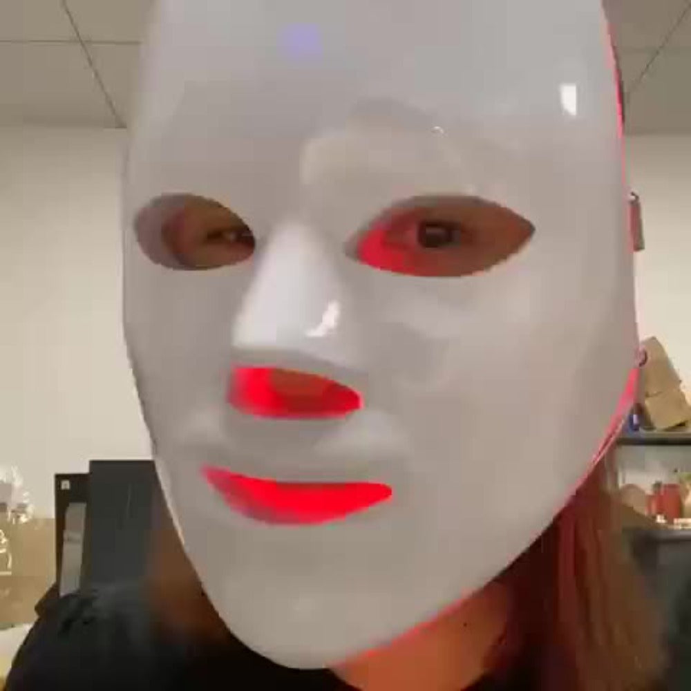 LED Light Therapy Face Mask 7-Function Photon Skin Rejuvenation Device - Red Blue Green Light for Bath Time, Home Spa and Per