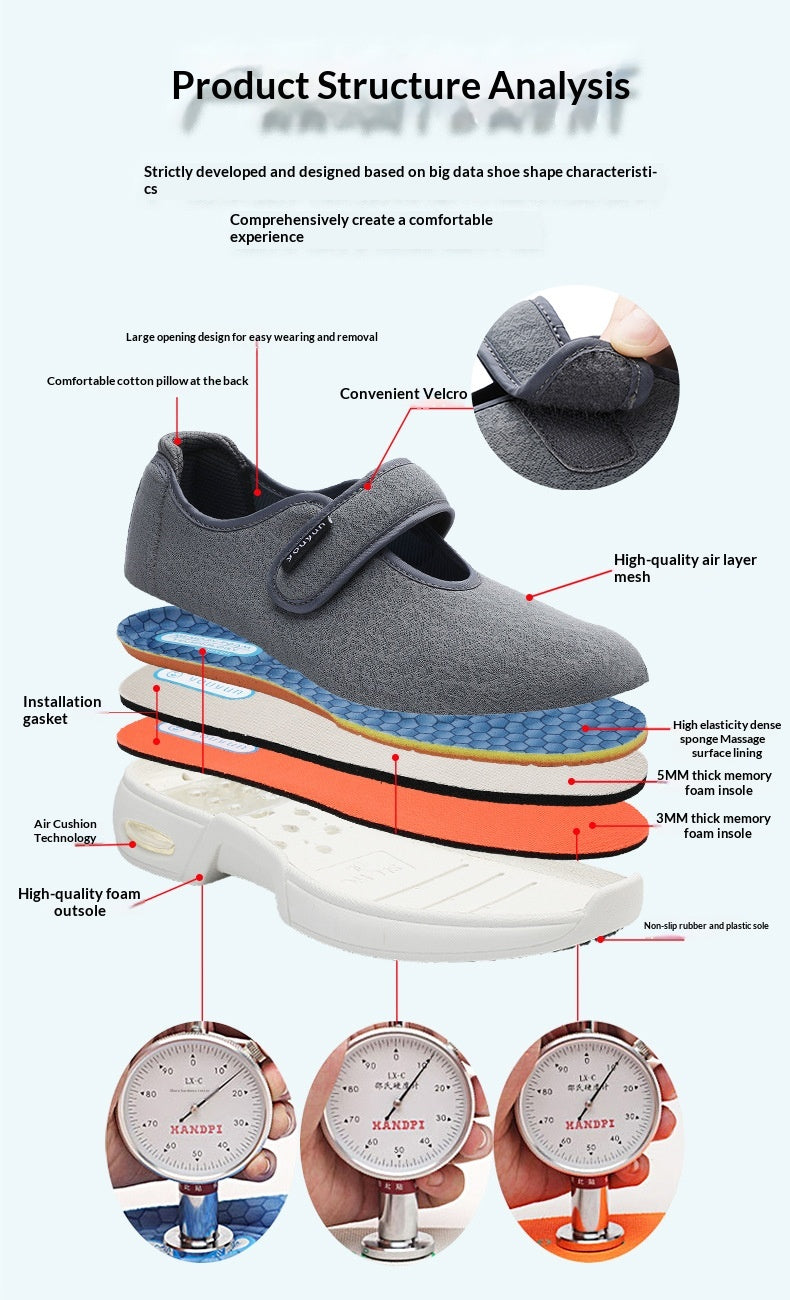 Walking Large-size Dad Widened Mom Mid- To Late-life Single-layer Shoes